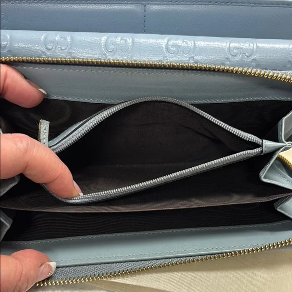 Gucci Light Blue Embossed Wallet #GUC-223